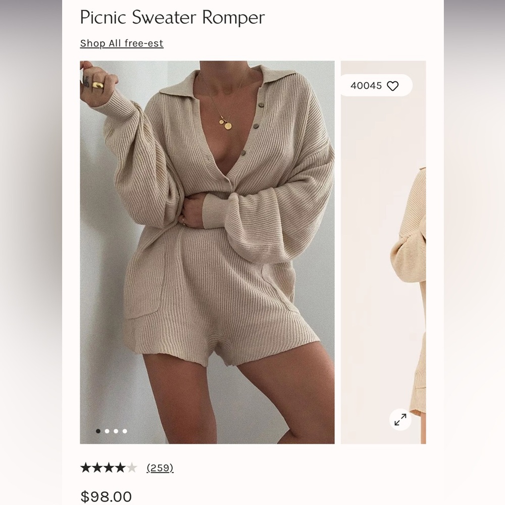 Free People Sweater Romper in Natural